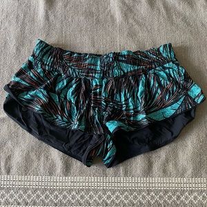 Colorful Lululemon athletic shorts, size 10